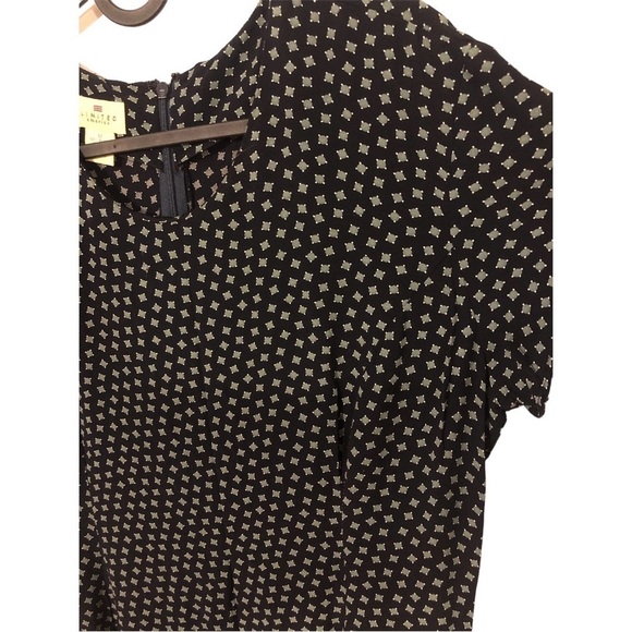 90's Limited America Navy with Pale Green Geo Print Cap Sleeved Maxi Dress Sz 12 - Picture 2 of 8